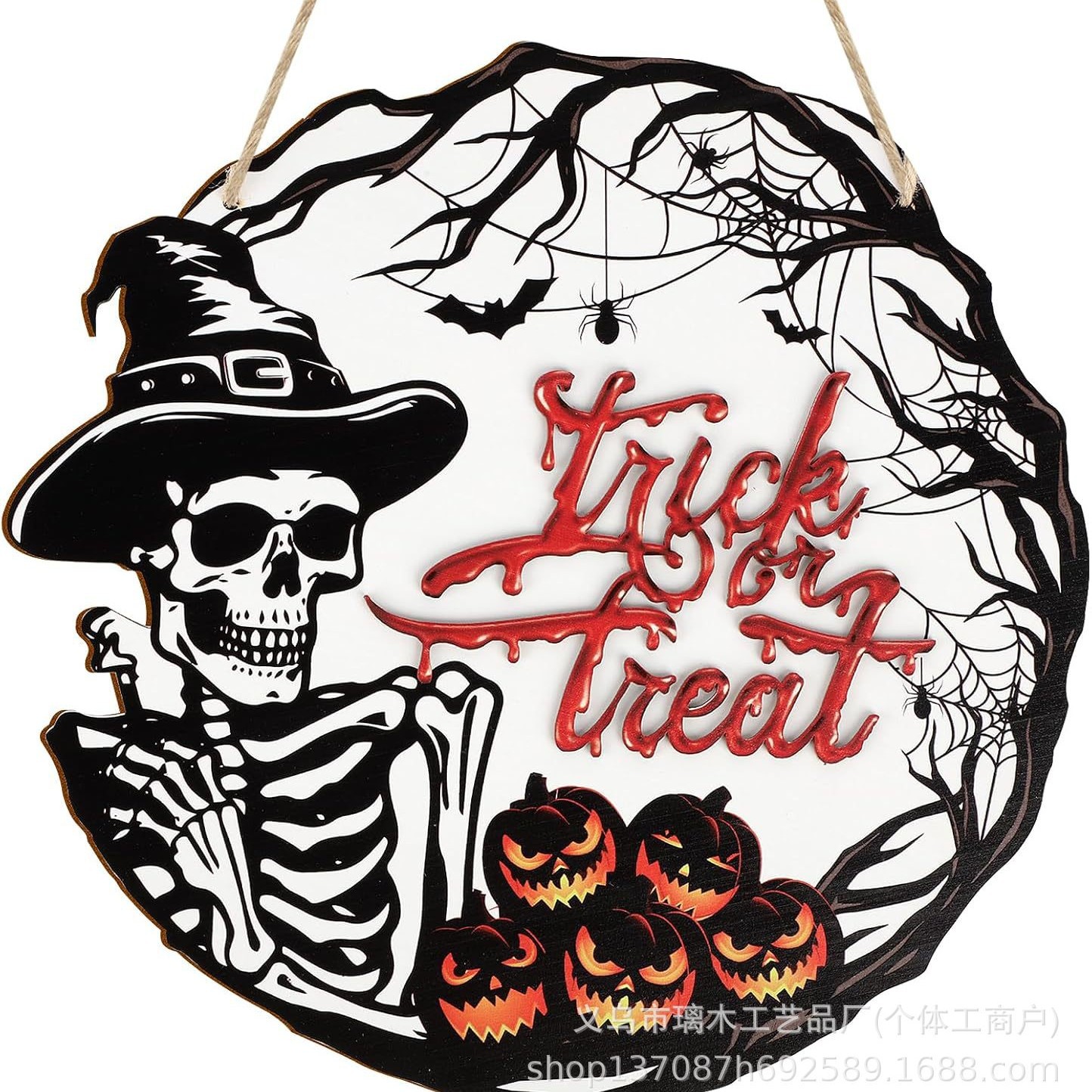 Nuevos productos transfronterizos de madera Halloween decoración de la atmósfera de la fiesta del hogar cabeza de ratón colgante decoración del patio vestíbulo