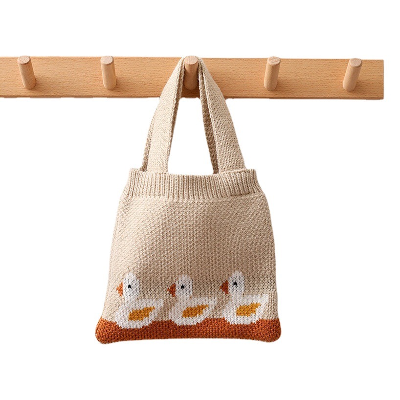 Otoño e Invierno Bolsa de Niños de dibujos animados pato niños y niñas bolsa de hombro de punto pequeño bolso de bebé
