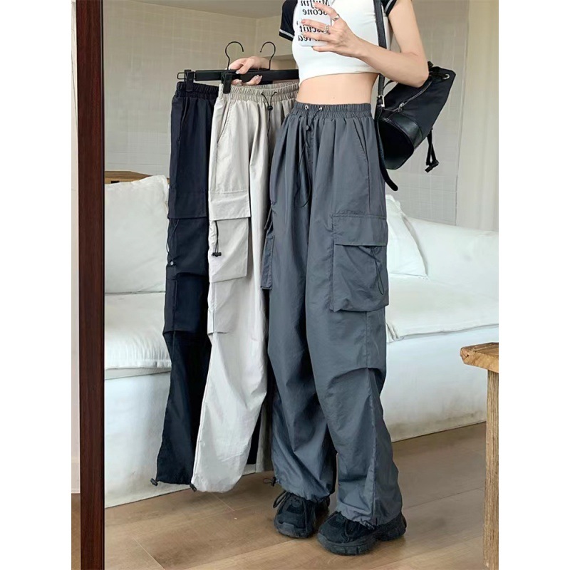 美式运动裤女春秋新款香蕉裤hiphop爵士舞休闲宽松阔腿工装裤子潮