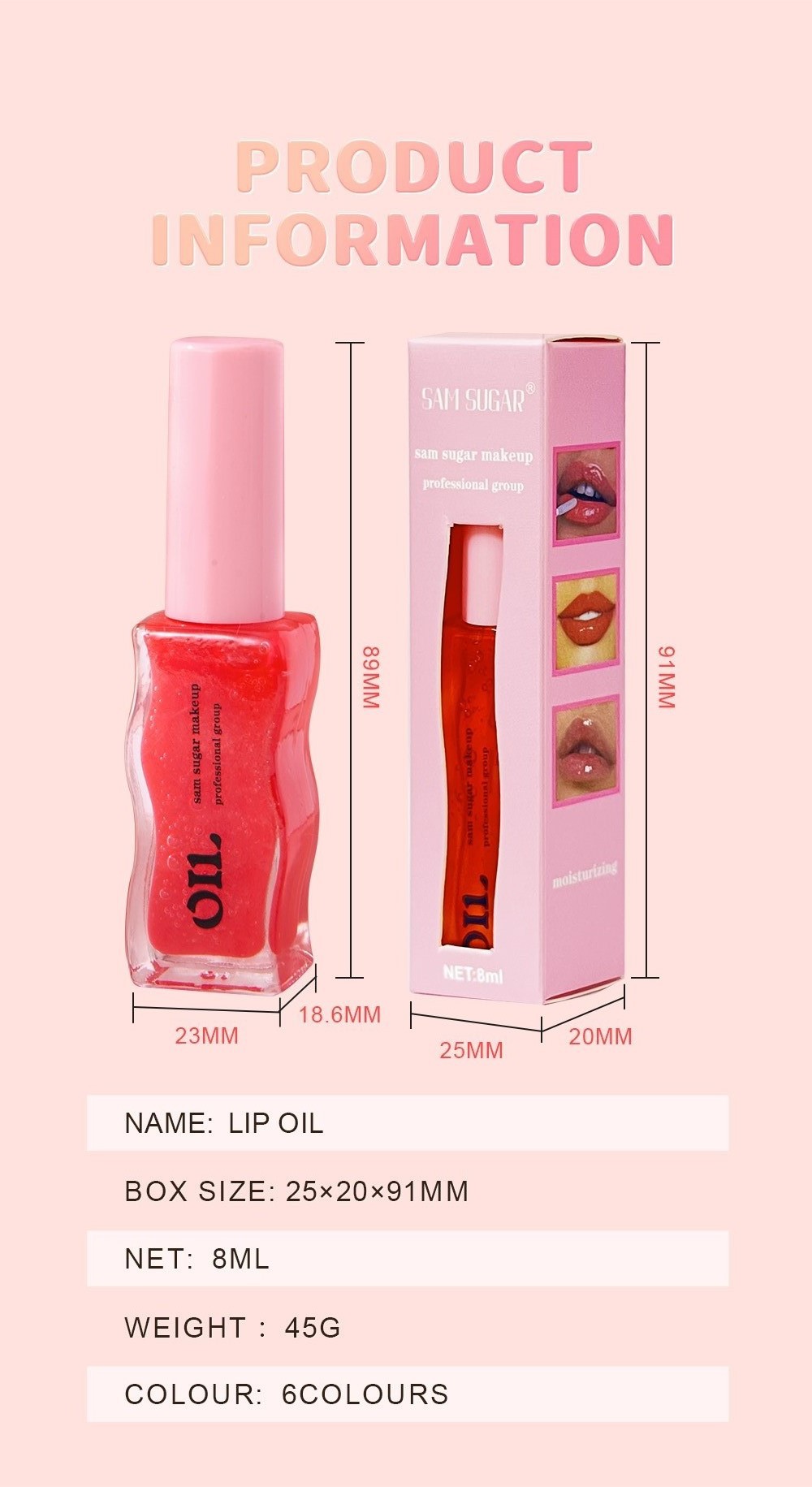 SAM SUGAR Fruit Honey Essence Lip Oil Lip Care Lotion Transparent Pearlescent Lip Gloss undefined
