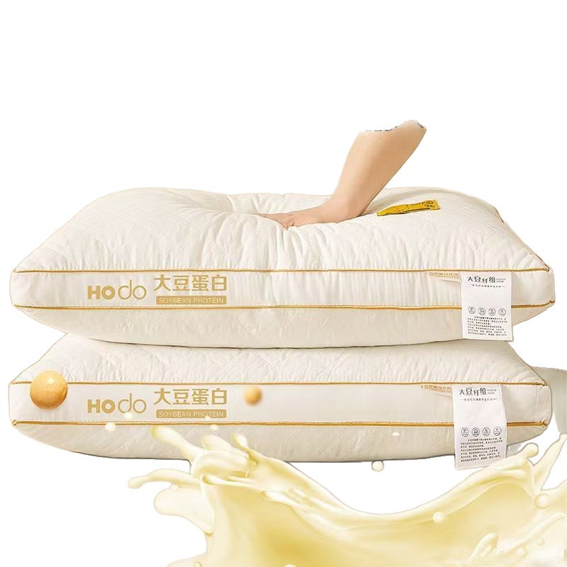 Fibra de proteína de soja almohada para proteger la columna vertebral cervical para adultos dormir almohada dormitorio de estudiantes almohada de dormitorio hotel familiar al por mayor