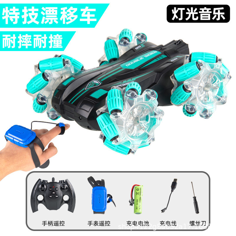 Coche de control remoto RC transfronterizo, coche de control remoto con acrobacias de gestos de doble cara, coche de juguete para niños con tracción en las cuatro ruedas, todoterreno, regalo para niños