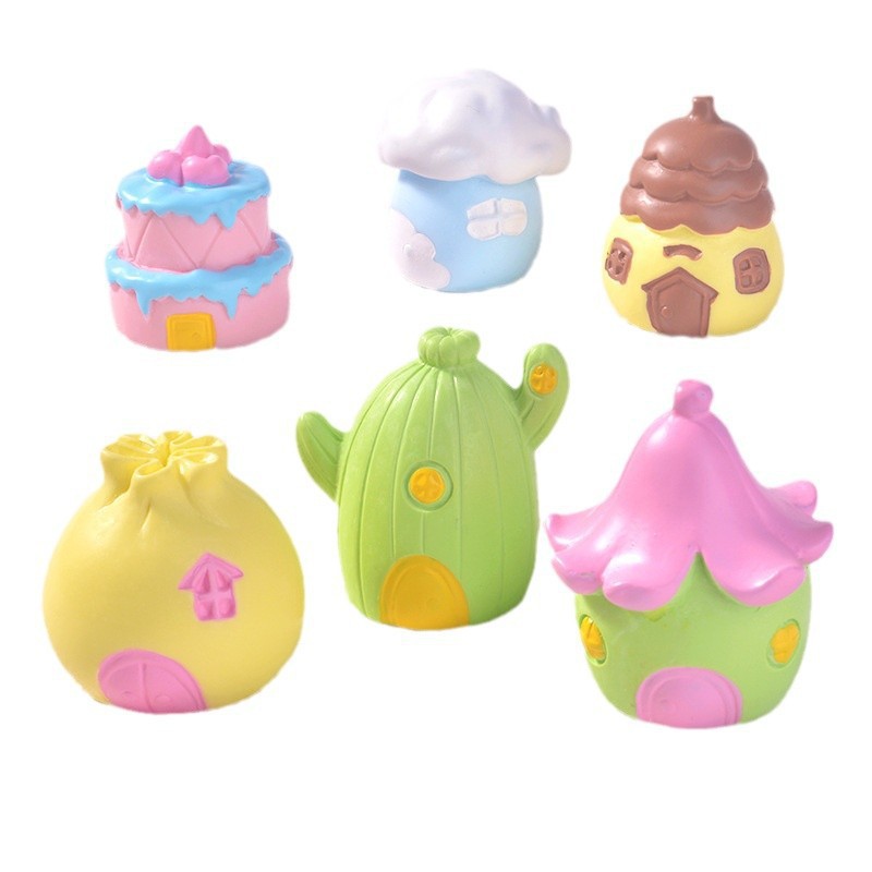 卡通蛋糕屋微景观多肉装饰摆件可爱卡通房子创意蛋糕烘培树脂配件 5