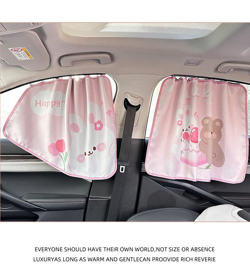 Tulip Bear Car Curtain Children's Car Heat Insulation Sunshade Cute Cartoon Car Sunshade