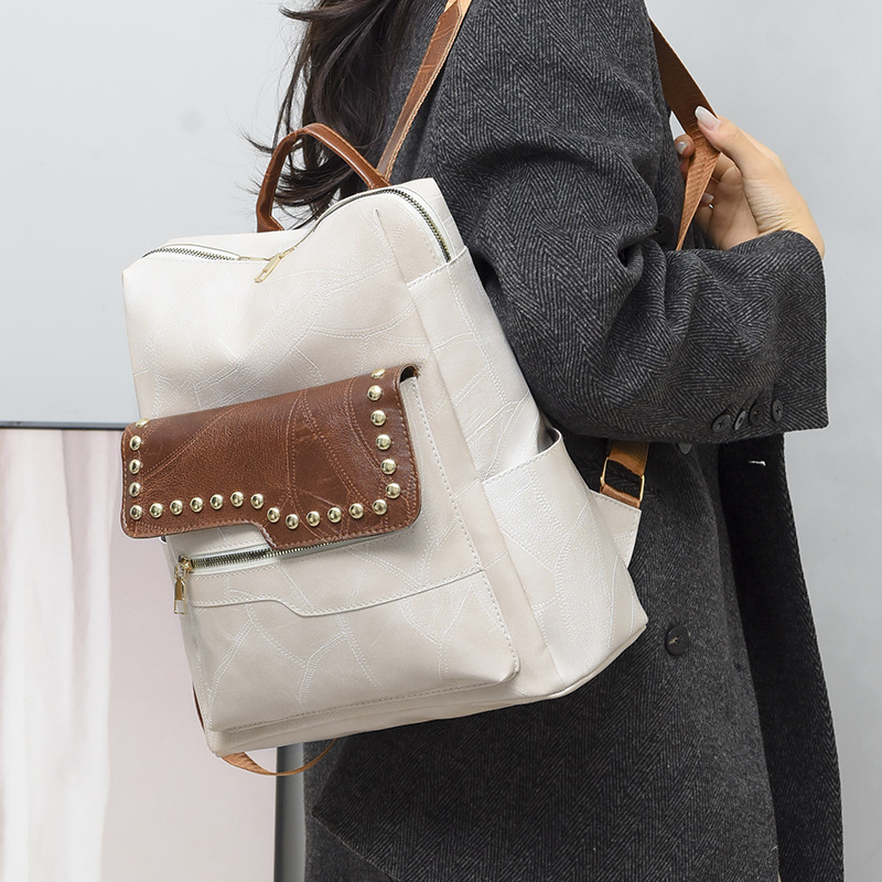 Women's Trendy Soft Pu Leather Casual Backpack Large Capacity_voghion.com