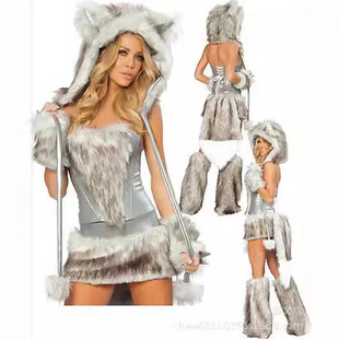 Halloween Clothing Christmas Gray Cat Girl Temptation Cat Women's Clothing Costume Cosplay Stage Costume