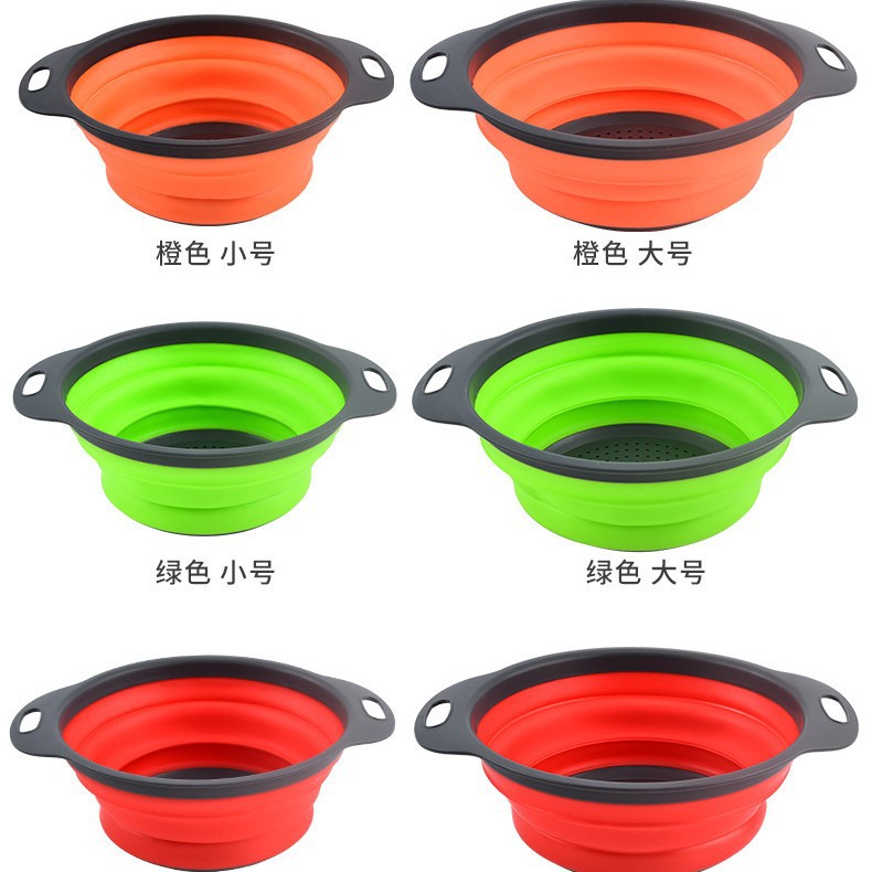 Cesta de drenaje redonda para artículos de cocina plegables cesta de lavado de verduras cesta de frutas marco de drenaje telescópico plegable