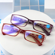 2022新款时尚防蓝光老花镜激光雕花老花眼镜高档镀膜女老光远视镜