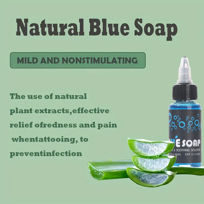 Transfronterizo azul algas tatuaje solución de limpieza de espuma desinfectante limpieza azul algas 40ML tatuaje suministros de limpieza tatuaje consumibles