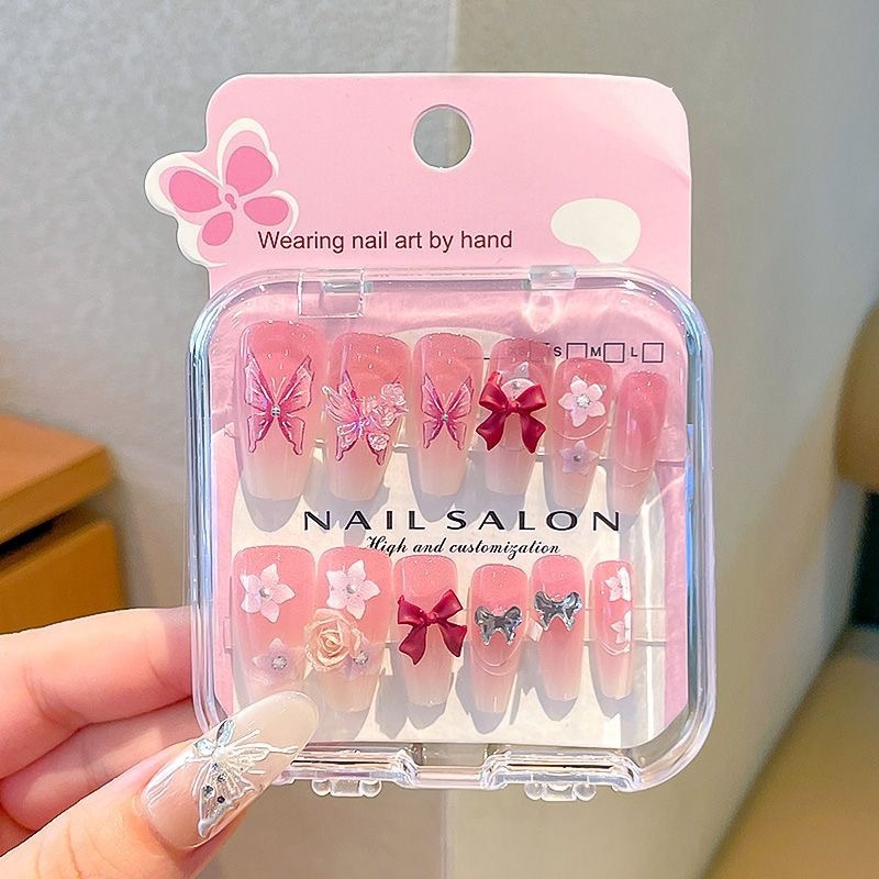 Niños que usan dibujos animados lindos 2025 nuevas niñas largas pegatinas de uñas blanquear niñas pegatinas de uñas para estudiantes de primaria