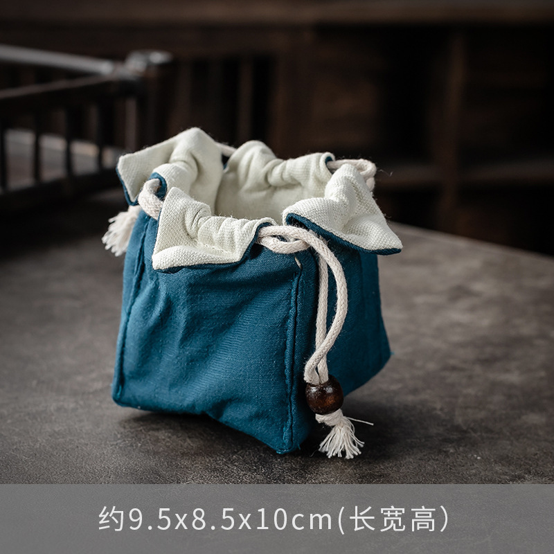 Bolsa de almacenamiento de taza única maestra bolsa de taza maestra taza de té portátil taza de construcción bolsa de tela con cordón de algodón y lino bolsa de tela juego de té