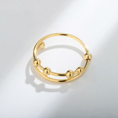 跨境亞馬遜歐美S925純銀可轉動減壓抗焦慮戒指解壓戒指指環女批發