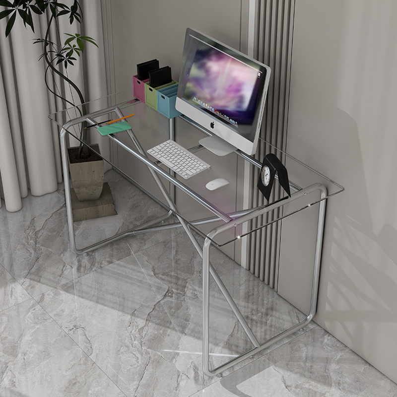 Stainless Steel Conference Table Minimalist Modern Living Room Table Workbench Tempered Glass Computer Desk Office Desk Home Use