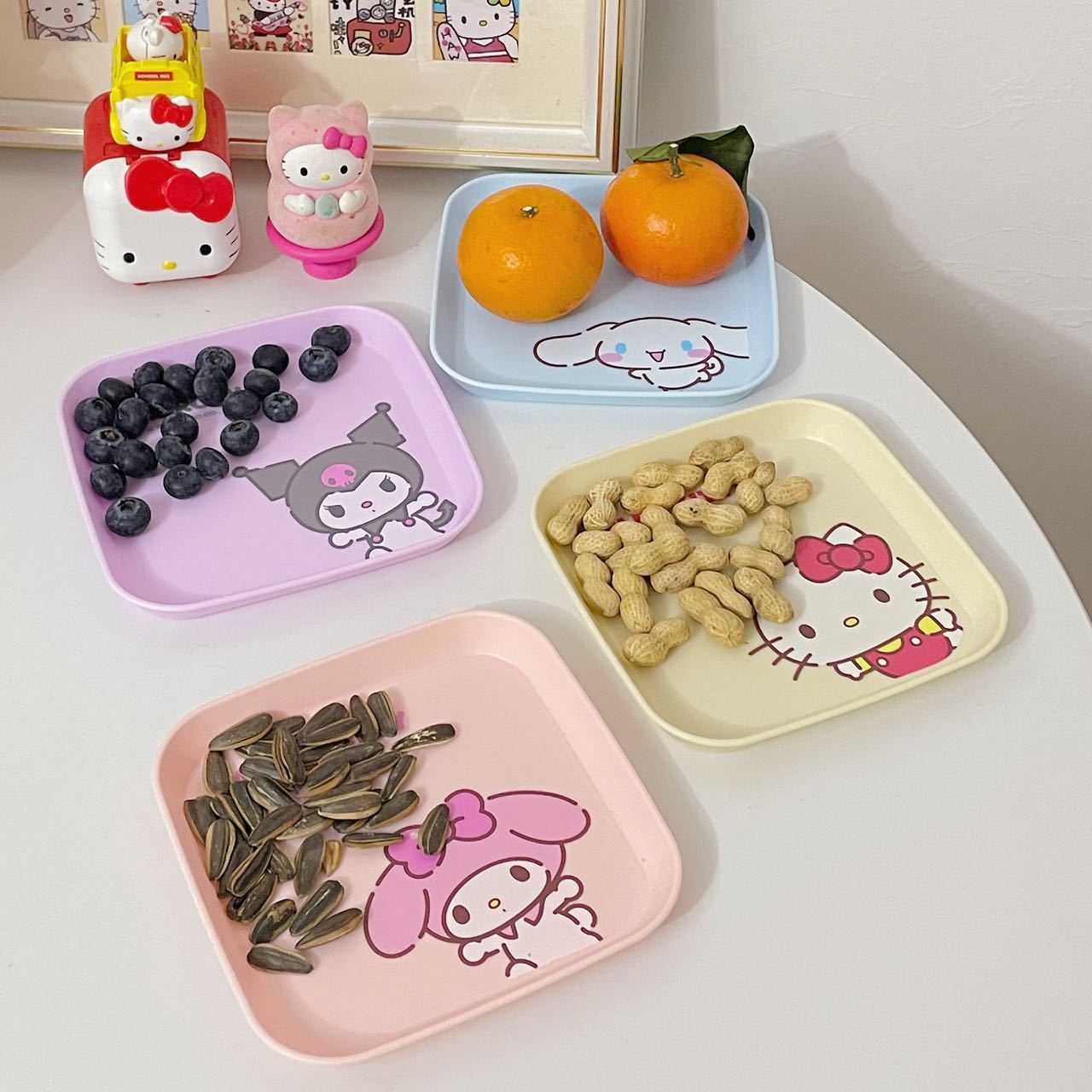Sanrio Genuine KT Cat Bone Dish Household Cartoon Cute Table Trash Dish Spit Bone Dish Plastic Small Dish