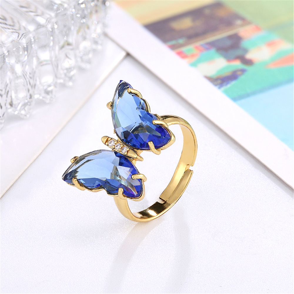 Fashion Simple Style Butterfly Copper Butterfly Zircon Rings