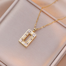 项链女 日韩网红方块锆石项链小众设计甜美网红感气质时尚锁骨链