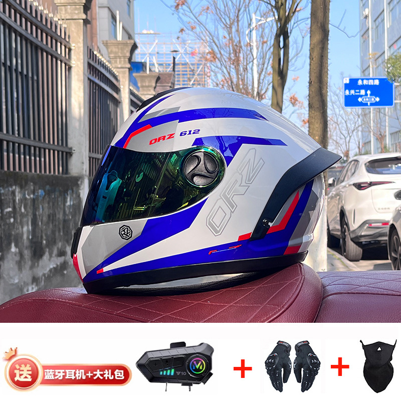 Bluetooth cross-border casco de motocicleta casco completo hombres y mujeres invierno cálido seguridad Four Seasons Knight coche eléctrico casco completo