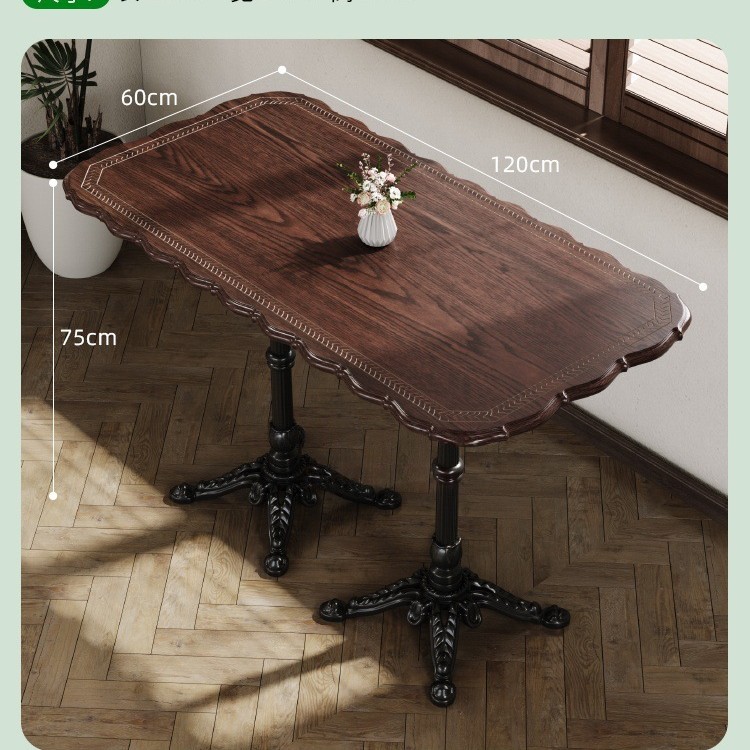 Mesa y silla de cafetería americana retro francesa panadería de comida ligera dulces tienda de azúcar y agua bistrona mesa de madera maciza image 51