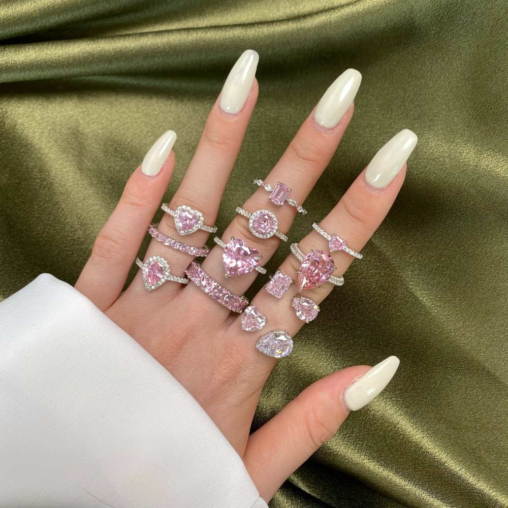 5g Weight Zircon Inlay Material Silver Zircon Heart Shape Rings