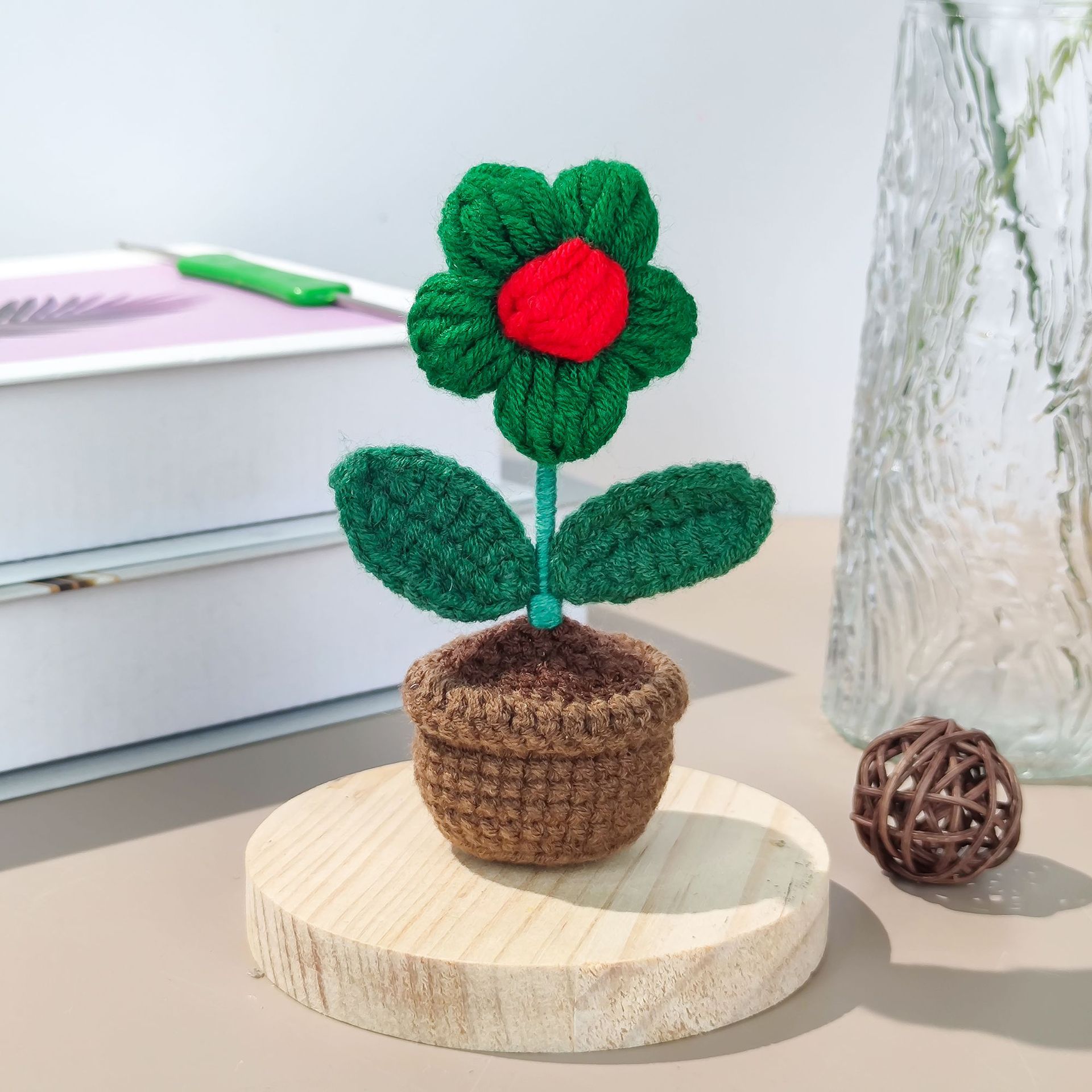 [완성된 작은 화분] 크리스마스 그린 퍼프플라워