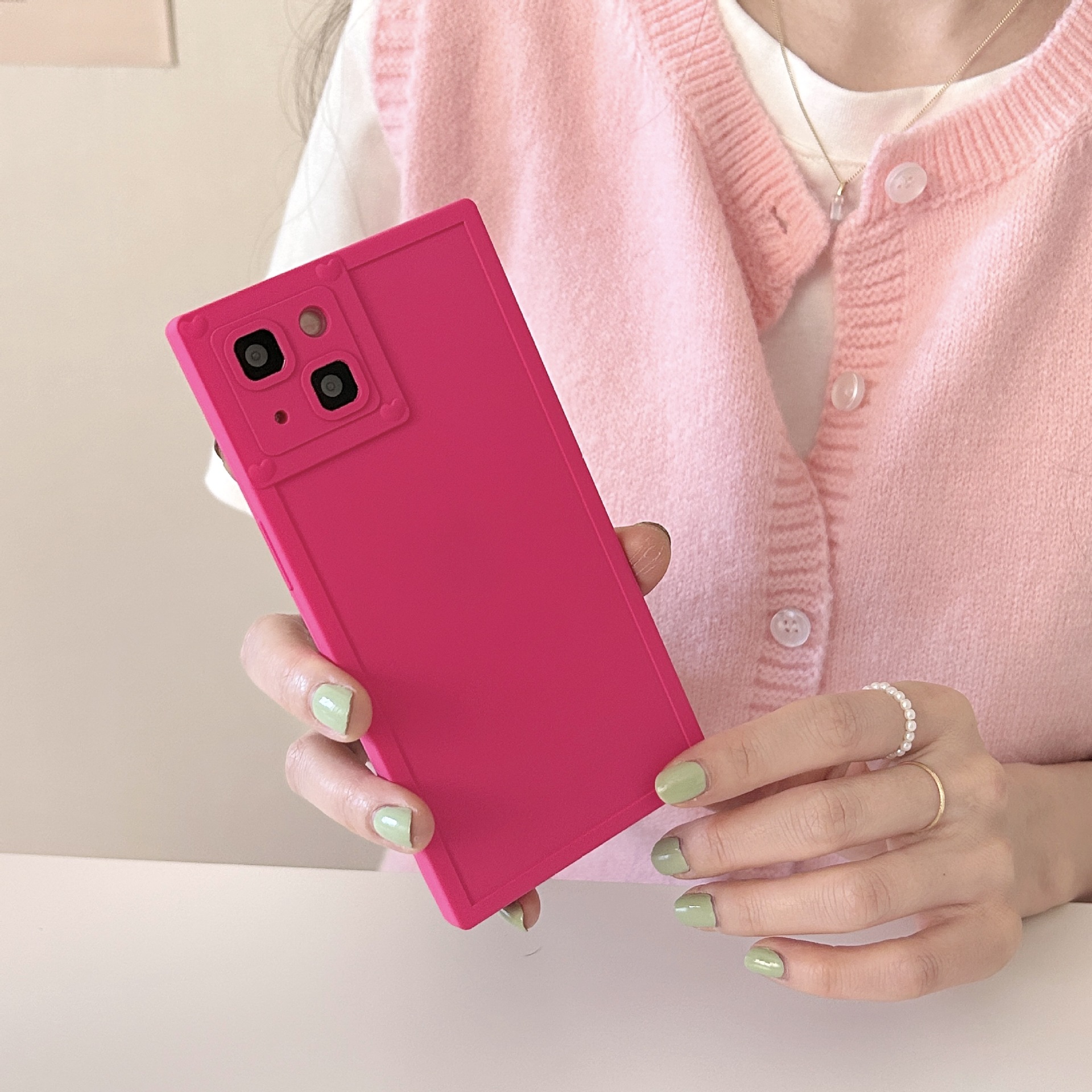 Title 7, Sade Düz Renkli Kare Telefon Kılıfı Yeni Niş Te...