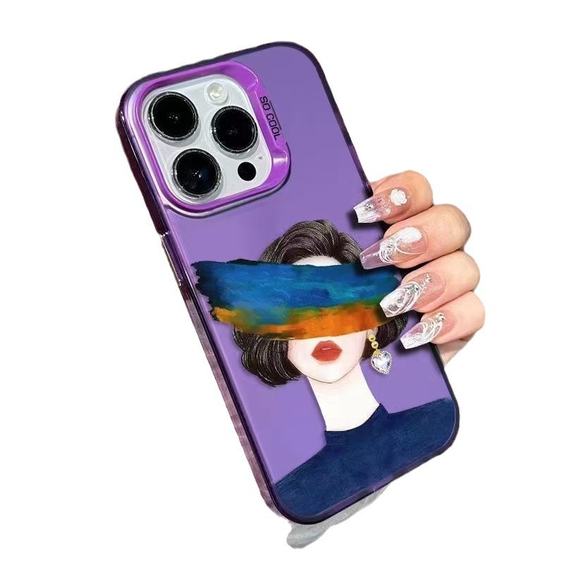 Nueva chica artística para iPhone 16 funda para teléfono móvil Apple 15promax/14 anti-caída 13pro personalidad 12