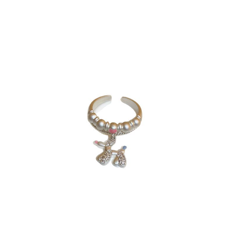 Cartoon one size design adjustable ring, 2 carat, on index finger