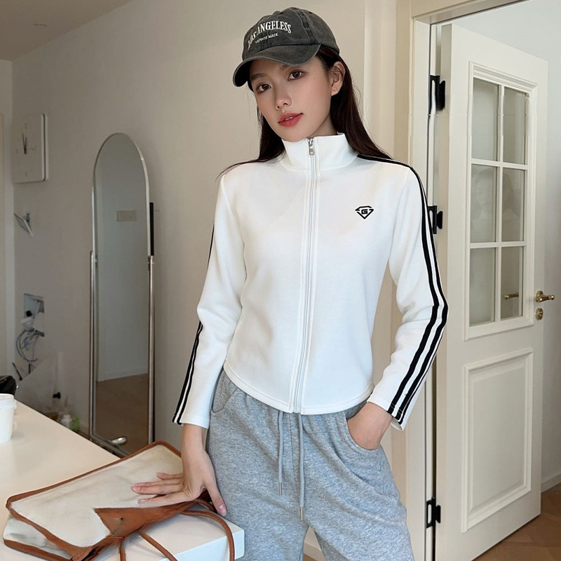 轻盈舒适~蓄暖保温百搭显瘦上衣女秋季设计感立领瑜伽外套F877|undefined