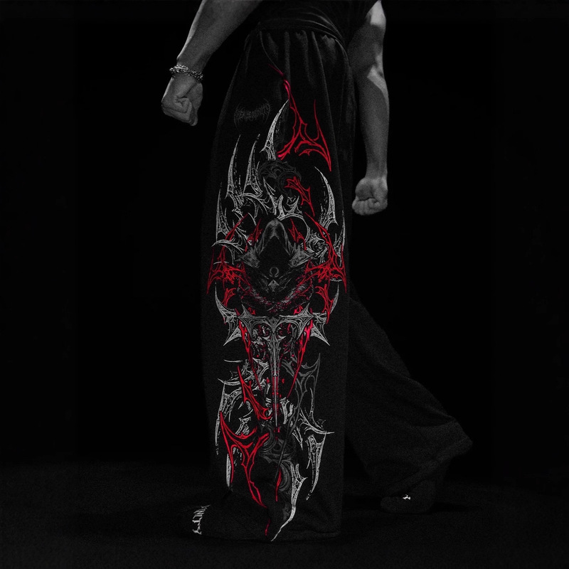 Breathedivinity American Trendy Men's Sports Pants Jogging Sports Fitness Printed Casual Straight Pants