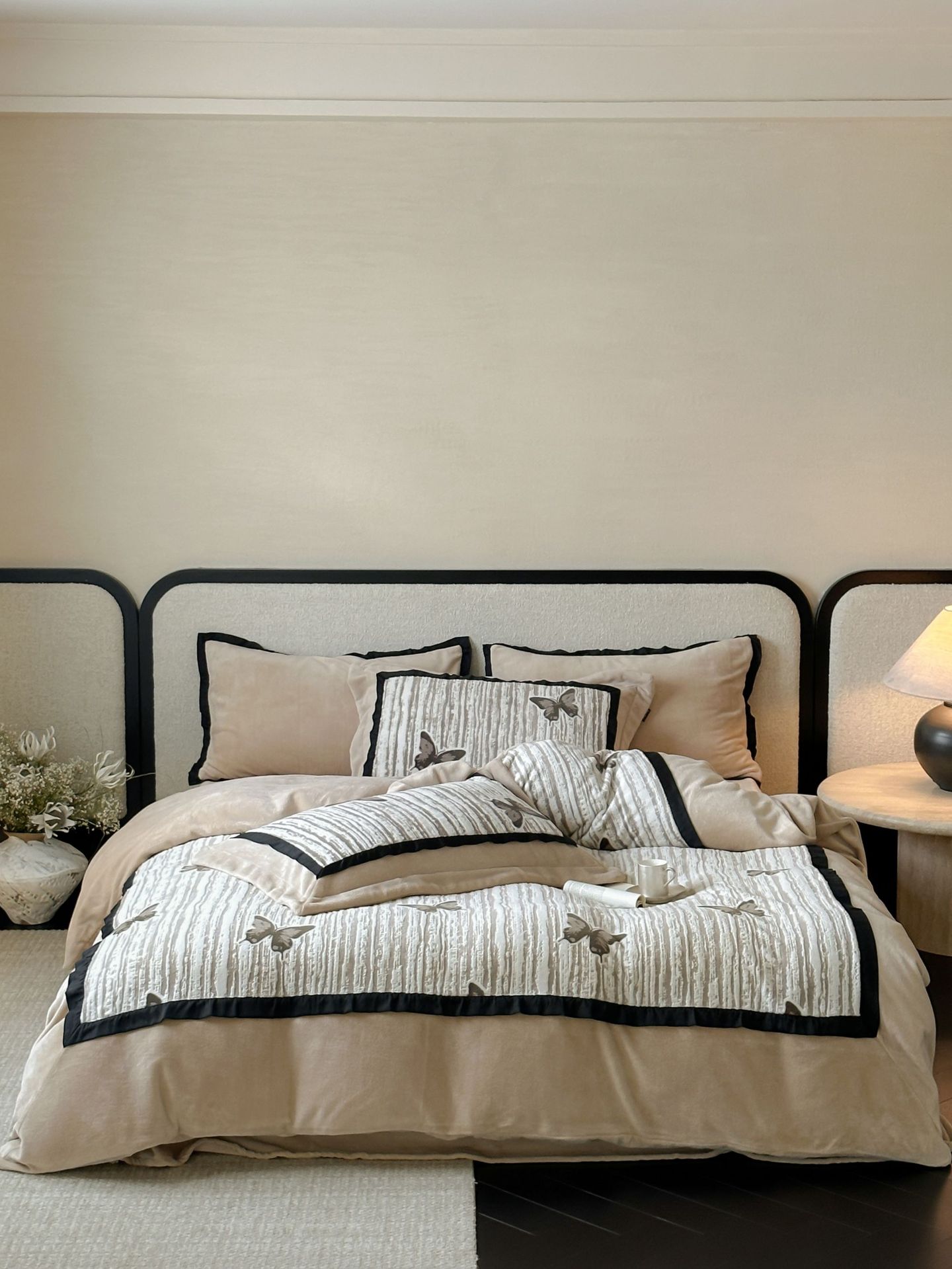 Conjunto de roupa de cama vintage estilo francês veludo_voghion.com