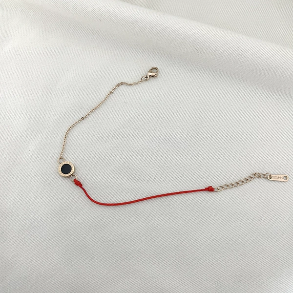 Golden red rope bracelet stainless steel, pink gold