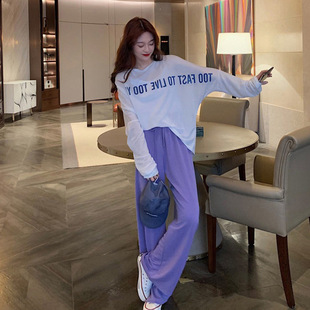 2024 Summer New Casual Sports Suit for Women, Travel and Vacation Long-Sleeve Wide-Leg Pants and Shirt Two-Piece Set, Trendy Corduroy