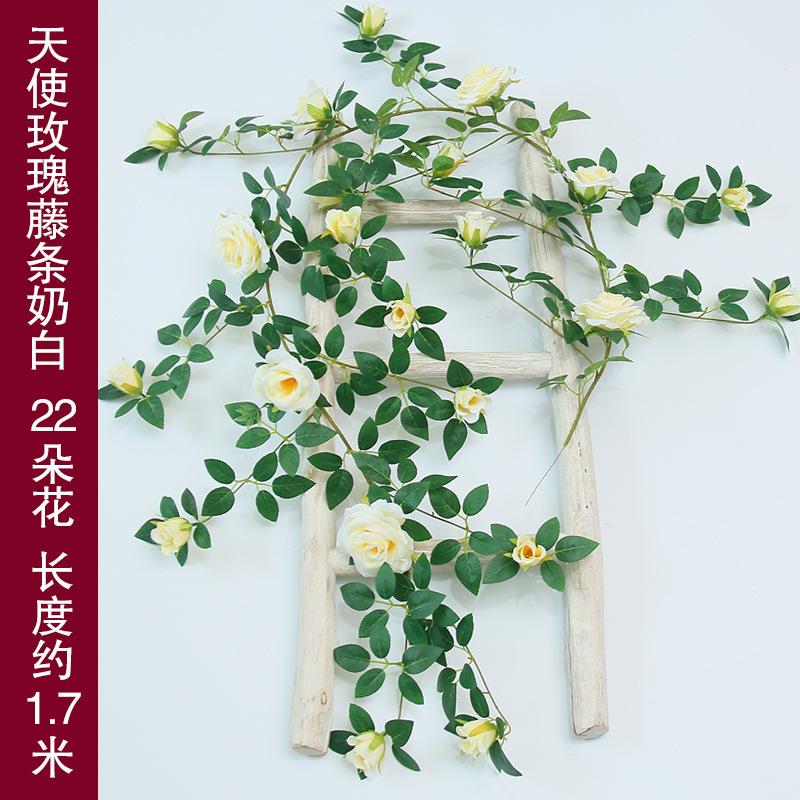 Simulación de vid de plástico rosa boda ventana de la casa floral enredada vid decoración pared red imitación fondo de plantación