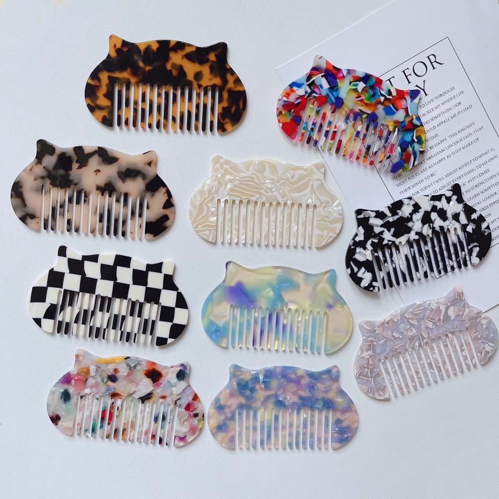 Casual Elegant Simple Style Multicolor Cat Floral Acetic Acid Sheets Hair Comb 1 Piece display picture 5