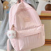 韩系书包初中女生大容量纯色轻便小学生背包高颜值少女百搭双肩包