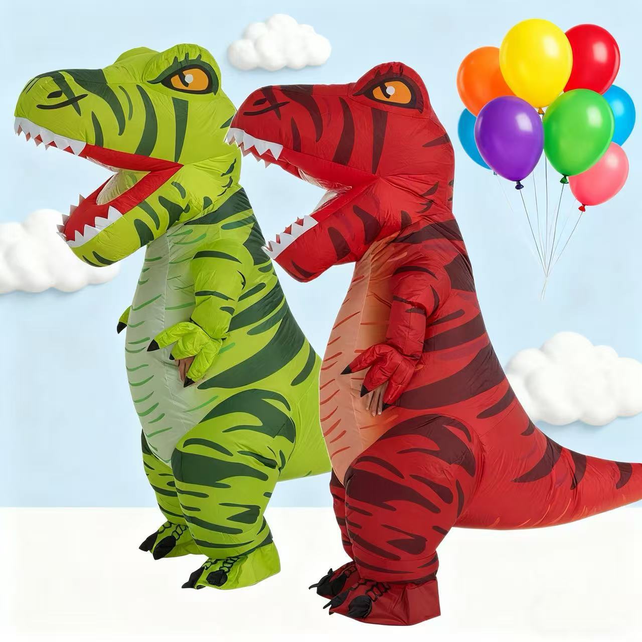 Cross-Border Hot Selling Halloween Holiday Party Cute Tyrannosaurus Rex Dinosaur Inflatable Suit Stage Performance Props Puppet Suit