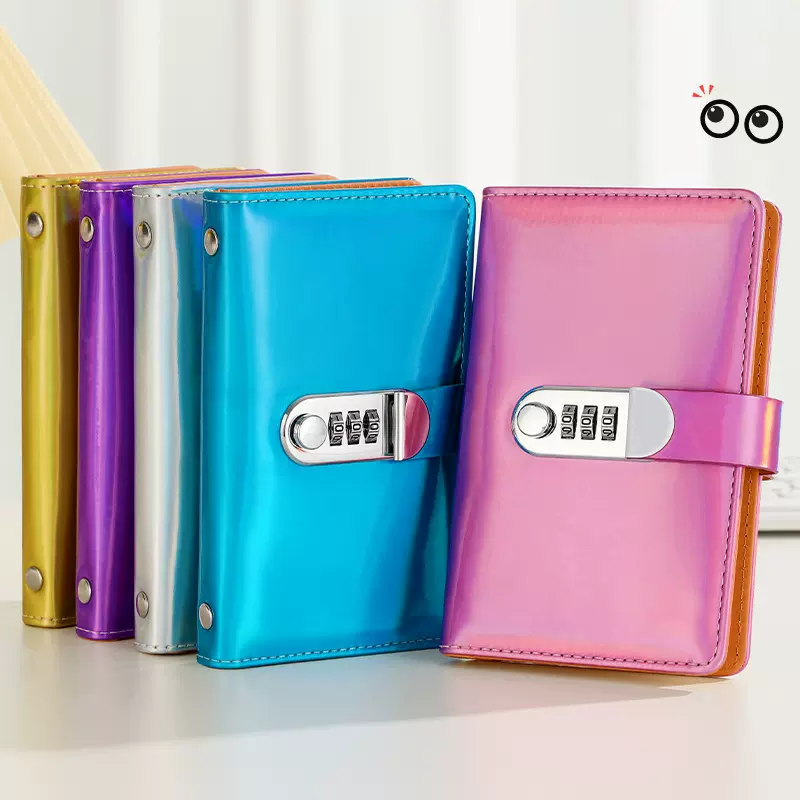 跨境镭射现金存钱本密码锁存钱夹钱册钞票收纳册存钱袋包a6记账本