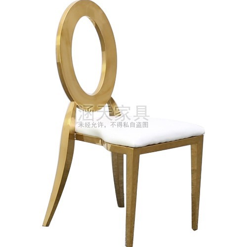 Hotel europeo sala de banquetes sala de bodas bolsa de acero inoxidable hueco respaldo silla ovalada silla roja nórdica transfronteriza
