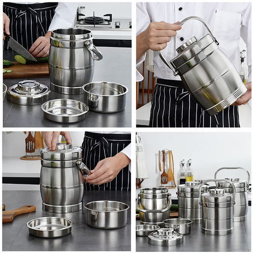 Thermal lunch box for students and office workers, vacuum insulated stainless steel food container, thermos rice bucket