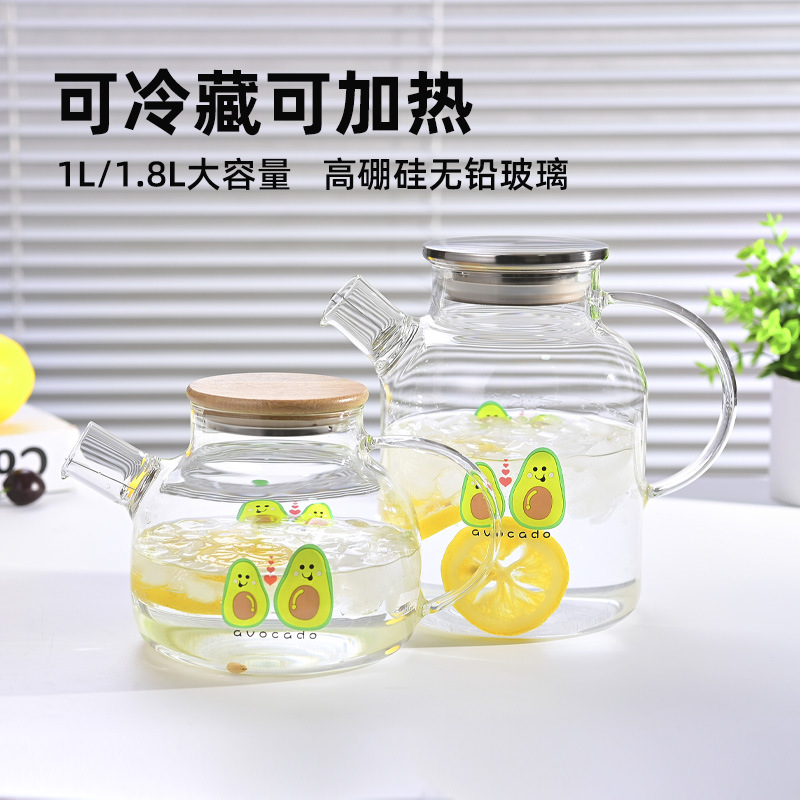 Hervidor de vidrio frío, olla de jugo resistente a altas temperaturas, hervidor de agua para el hogar transparente de gran capacidad, hervidor de agua frío de vidrio resistente al calor con alto borosilicato