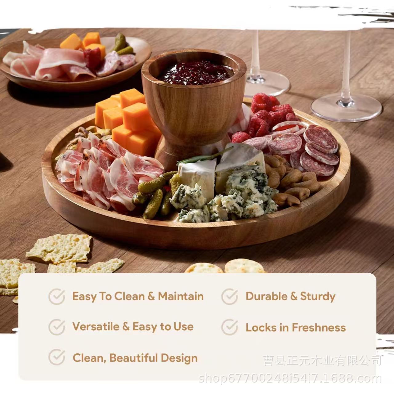 Wooden Tall Cake Display Plate, Dual-Purpose Plate for Cooked Food and Bread, Party Dessert Cupcake Tray