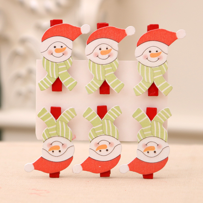 Suministros de Navidad Decoraciones de Navidad clip de madera de dibujos animados DIY Santa Claus pequeño clip de madera 5CM