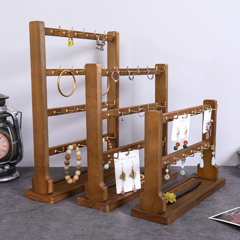 Solid Wood Keychain Earring Display Rack Storage Earrings with Hooks Jewelry Earrings Jewelry Rack Necklace Bracelet Props