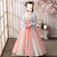 Летнее платье Hanfu для девочек, сказочное платье для маленьких девочек, детский стильный костюм Тан, древняя юбка до груди в китайском стиле для девочек
