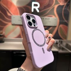 iPhone17PROMAX用スマホケース 液体シリコン キラキラ マグネットリング付き Apple16一体型ボタン保護ケース
