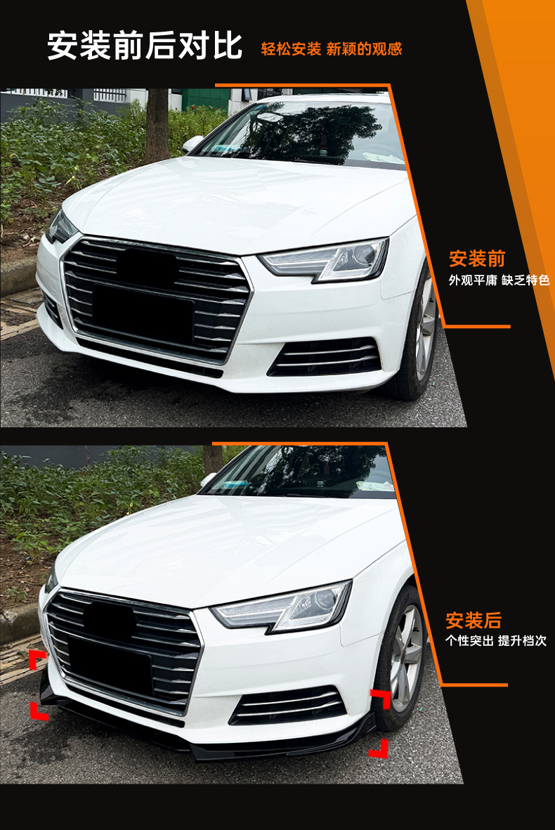 Suitable for Audi A4 B9 early standard version 2017-2019 front lip, front spoiler, small body kit, cross-border modification