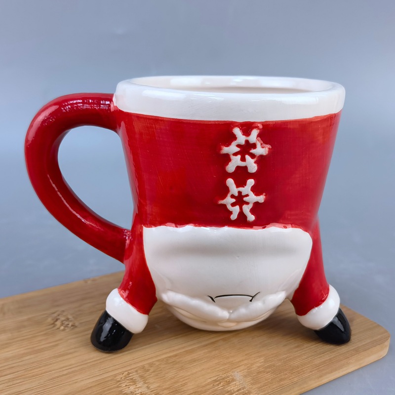 Taza navideña de cerámica, taza de leche con diseño de muñeco de nieve navideño, taza de agua, taza de oficina, taza con relieve 3D, regalo de Navidad