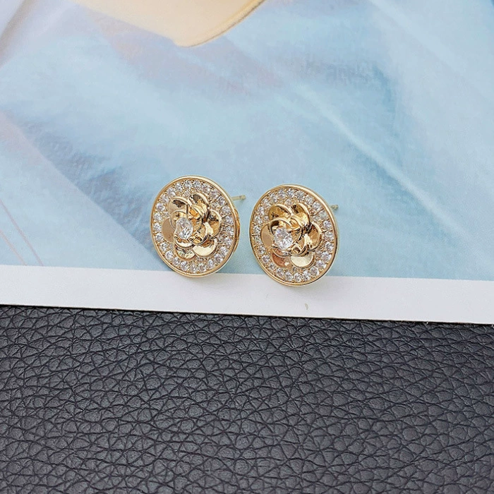 Retro sophisticated earrings, micro incrustation, diamond encrusted