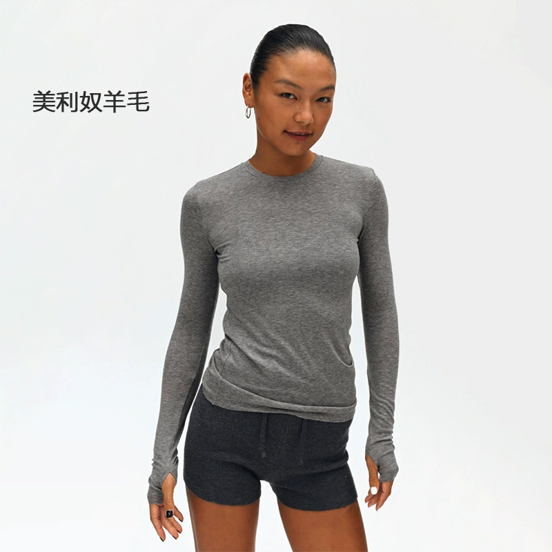 天丝美丽诺羊毛打底衫女秋冬美利奴圆领保暖针织衫内搭长袖上衣