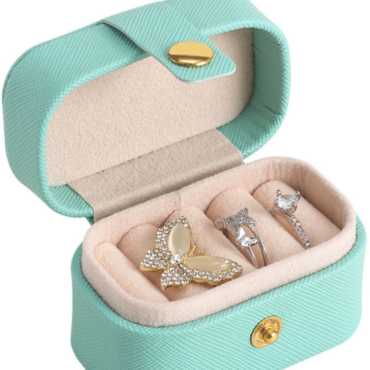 Mini caja de joyería de bloque de tofu blanco y negro portátil de tamaño pequeño anillo portátil simple caja de joyería diaria